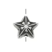 10mm Star bead - Antique Silver Plating x1