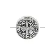 9mm Round bead - Religious symbol - Antique Silver Plating x1