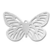Butterfly charms 15x24mm Silver tone x10
