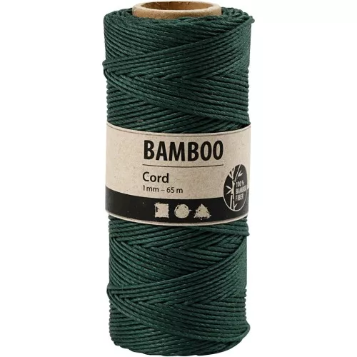Spool of 65 metres of 1 mm bamboo yarn - Fir Green x1