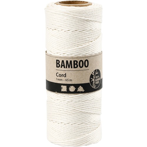 Spool of 65 metres of 1 mm bamboo yarn - White x 1
