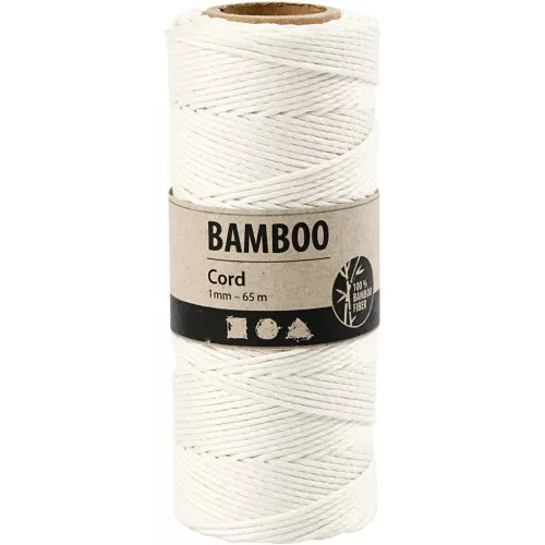 Spool of 65 metres of 1 mm bamboo yarn - White x 1