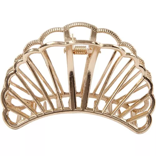 52x80mm Crocodile hair clip - Shell shape - Gold Tone x1