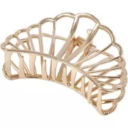 52x80mm Crocodile hair clip - Shell shape - Gold Tone x1