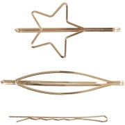 Barrettes plates à chignon fantaisie - Doré x3|raw }}