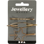 Barrettes plates à chignon fantaisie - Doré x3