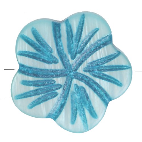 Mother-of-Pearl Flowers 15mm Turquoise x4