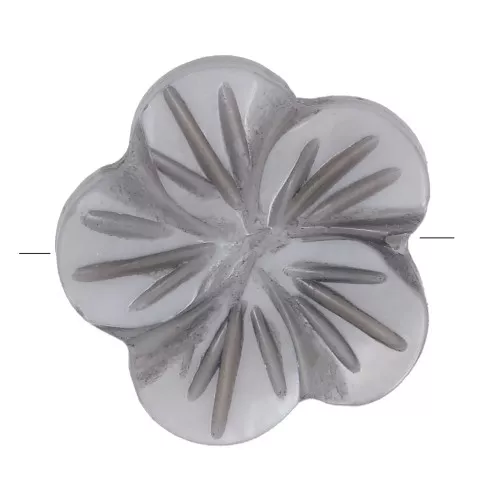 15mm Mother-of-Pearl Flowers - Grey x4