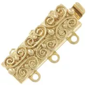 3 strands fancy clasp 20x6mm gold tone x1
