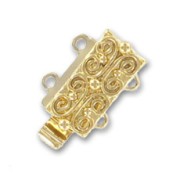 2 strands fancy clasp 12x6mm gold tone x1