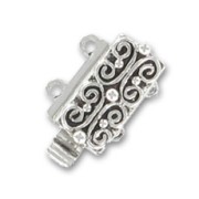 2 strands fancy clasp 12x6mm Antic silver tone x1