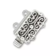 2 strands fancy clasp 12x6mm Antic silver tone x1