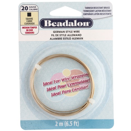 0.81 mm Square Raw Brass Wire - German Style Wire - Tarnish-Resistant x2m