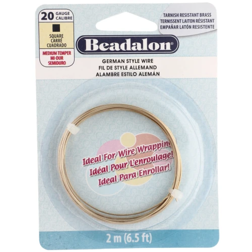 0.81 mm Square Raw Brass Wire - German Style Wire - Tarnish-Resistant x2m