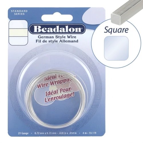 0.81 mm Square Copper Wire - German Style Wire - Silver-Plated x 2 m