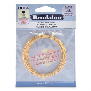 0.81 mm Round Brass Wire - German Style Wire - Gold-Plated x 6 m