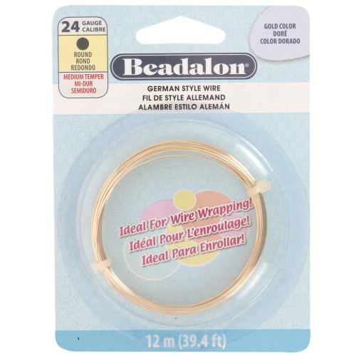 0.51 mm Round Brass Wire - German Style Wire - Gold-Plated x 12 m