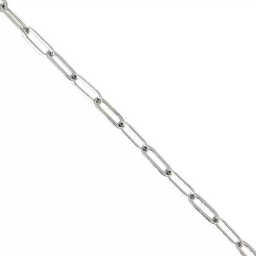 4.3mm Brass rectangle mesh chain - Rhodium Tone x1m