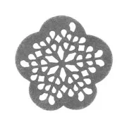 Drilled flower filigree 22mm Old silver tone x1