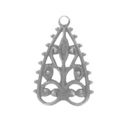 Filigree charm 18x12mm Old silver tone x1