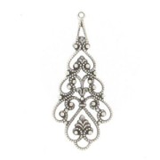 Filigree earrings 40x18mm Old silver tone x1