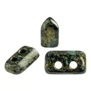 2x5mm Piros® Glass beads by Puca® - Metallic Mat Green Spotted x10g
