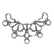 Filigree spacer 27x20mm Old silver tone x1