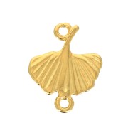16x14mm 2 rings Ginkgo connector in zamac - Fine Gold Plated x1|raw }}