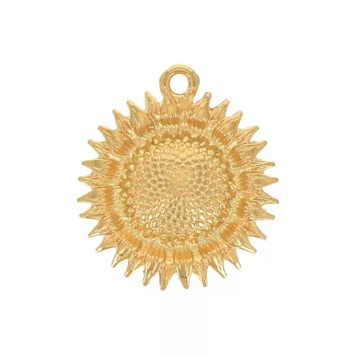 19x17mm Zamac sunflower pendant - Fine Gold Plated x1