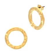 20mm Hammered earstuds - hollow round - Fine Gold Plated x2|raw }}