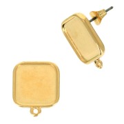 17x15mm Square earstuds - To decorate with Resin or polymer - Fine Gold plated x2|raw }}