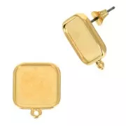 17x15mm Square earstuds - To decorate with Resin or polymer - Fine Gold plated x2