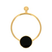 48x34.5mm Hollow circle Earstuds with resin - Fine Gold plated - Black x2|raw }}