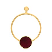 48x34.5mm Hollow circle Earstuds with resin - Fine Gold plated - Red x2|raw }}