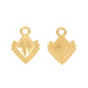 12x9mm Mini rhombus charm - ethnic - Fine Gold Plated x1
