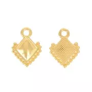 12x9mm Mini rhombus charm - ethnic - Fine Gold Plated x1
