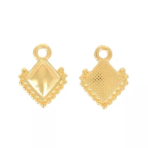 12x9mm Mini rhombus charm - ethnic - Fine Gold Plated x1