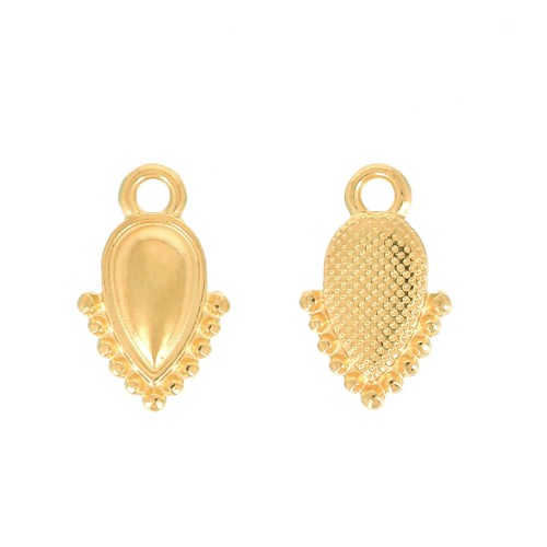 13x8mm Mini drop charm - ethnic - Fine Gold Plated x1