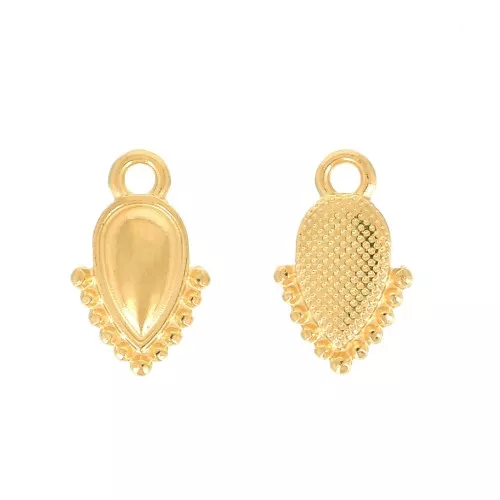 13x8mm Mini drop charm - ethnic - Fine Gold Plated x1