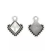 12x9mm Mini rhombus charm - ethnic - Fine Antique silver plating x1