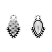 13x8mm Mini drop charm - ethnic - Fine Antique silver plating x1