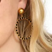 51x48mm Hollowed out circle pendant with epoxy resin - Fine Gold plated - Multi x1