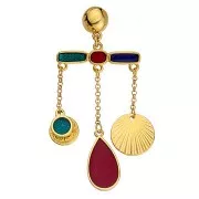 11x30mm 4-ring bar Connector - Fine Gold Plated - Black x1