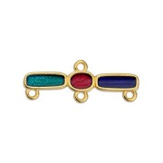 11x30mm 4-ring bar Connector - Fine Gold Plated - Multicolored x1|raw }}
