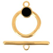 19mm T clasp for bracelet or necklace - Fine Gold Plated - Black x1|raw }}