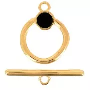19mm T clasp for bracelet or necklace - Fine Gold Plated - Black x1