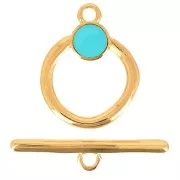 19mm T clasp for bracelet or necklace - Fine Gold Plated - Turquoise x1