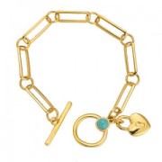 19mm T clasp for bracelet or necklace - Fine Gold Plated - Turquoise x1