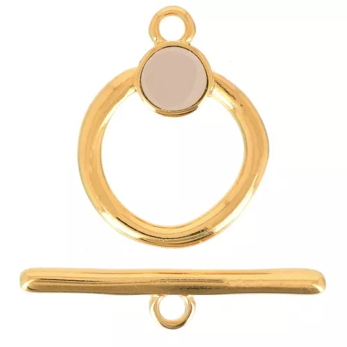 19mm T clasp for bracelet or necklace - Fine Gold Plated - Taupe x1