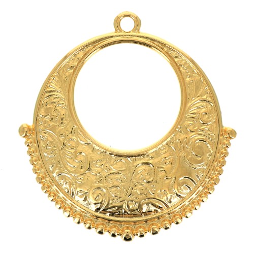 30x28mm Ethnic round hollowed out Pendant - Fine Gold Plated x1